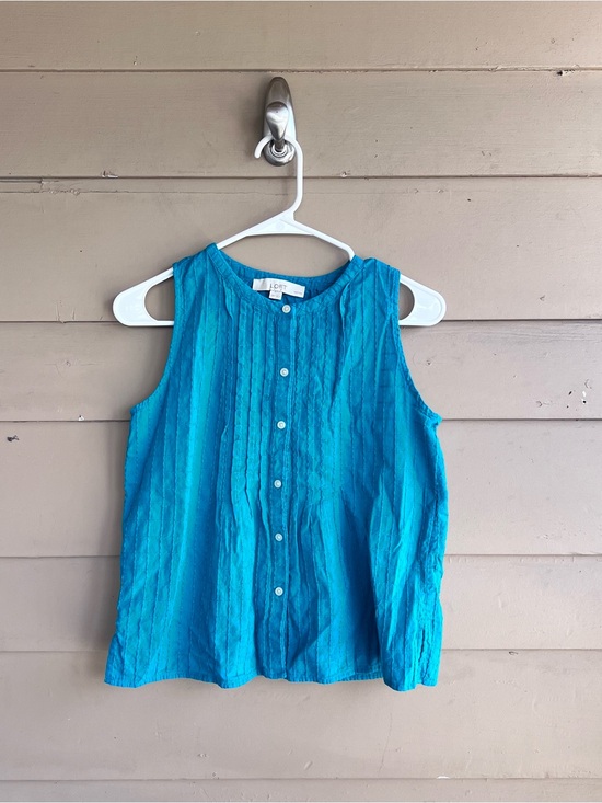 LOFT Tops - LOFT teal plume pintucked button shell top Size XSP Summer Beach Casual